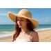 Wide Brim Straw Hat with Braided Straw Trim - Natural - HT-6044NAT